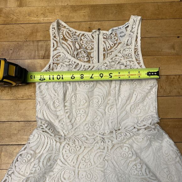American Rag Dress Women’s Small Lace Floral White Lined Zip Back Fit N Flare - Picture 7 of 14